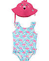 Zoocchini Set Baby 2 Pezzi - Costume Intero con Volant  + Cappellino - UPF 50+ - Franny il Fenicottero Costumi Interi