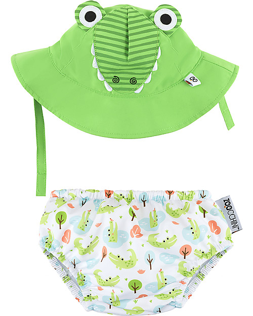Zoocchini Set Baby Costumino Contenitivo + Cappellino - Alligatore - UPF 50+ Costumi Contenitivi