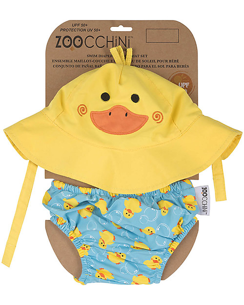 Zoocchini Set Baby Costumino Contenitivo + Cappellino, Anatroccolo - UPF 50+ Costumi Contenitivi
