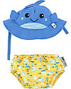 Zoocchini Set Baby Costumino Contenitivo + Cappellino - Balena - UPF 50+ Costumi Contenitivi