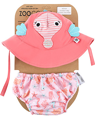 Zoocchini Set Baby Costumino Contenitivo + Cappellino, Fenicottero
