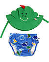 Zoocchini Set Baby Costumino Contenitivo + Cappellino - Devin il Dinosauro - UPF 50+ Costumi Contenitivi