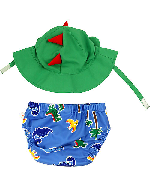Zoocchini Set Baby Costumino Contenitivo + Cappellino - Devin il Dinosauro - UPF 50+ Costumi Contenitivi