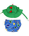 Zoocchini Set Baby Costumino Contenitivo + Cappellino - Devin il Dinosauro - UPF 50+ Costumi Contenitivi