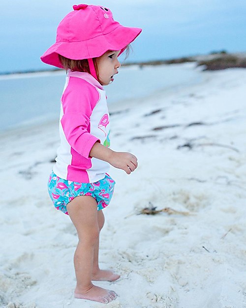 Zoocchini Set Baby Costumino Contenitivo + Cappellino, Fenicottero - UPF 50+ Costumi Contenitivi