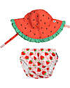 Zoocchini Set Baby Costumino Contenitivo + Cappellino - Fragola Delight - UPF 50+ Costumi Contenitivi