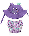 Zoocchini Set Baby Costumino Contenitivo + Cappellino - Ippopotamo - UPF 50+ Costumi Contenitivi