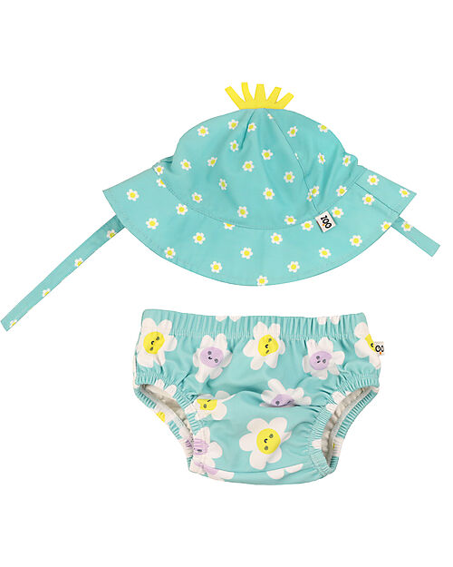 Zoocchini Set Baby Costumino Contenitivo + Cappellino - Margherita - UPF 50+ Costumi Contenitivi