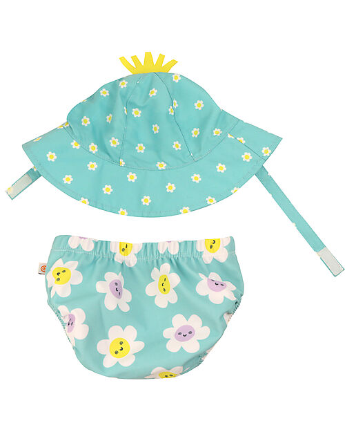 Zoocchini Set Baby Costumino Contenitivo + Cappellino - Margherita - UPF 50+ Costumi Contenitivi