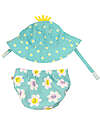 Zoocchini Set Baby Costumino Contenitivo + Cappellino - Margherita - UPF 50+ Costumi Contenitivi