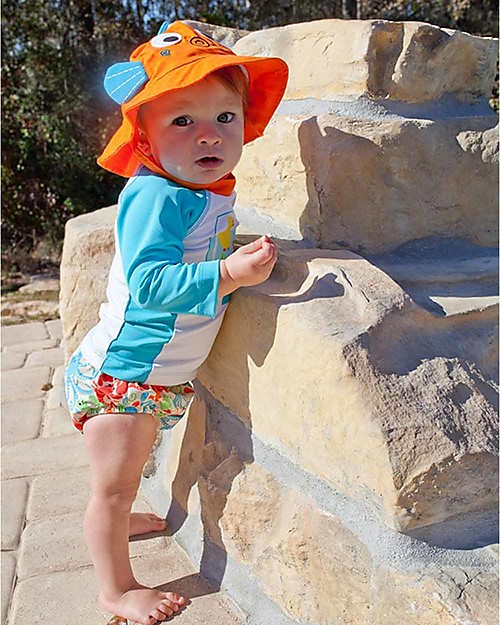 Zoocchini Set Baby Costumino Contenitivo + Cappellino, Pesciolino - UPF 50+ Costumi Contenitivi