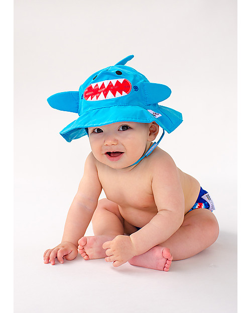 Zoocchini Set Baby Costumino Contenitivo + Cappellino, Squalo - UPF 50+ Costumi Contenitivi