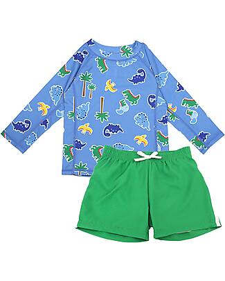 Zoocchini Set Bimbo 2 Pezzi - Rash Guard Top + Costume da Bagno a Pantaloncino - Devin il Dinosauro - UPF 50+ T-shirt Anti UV