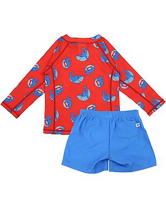 Zoocchini Set Bimbo 2 Pezzi - Rash Guard Top + Costume da Bagno a Pantaloncino - Sherman lo Squalo - UPF 50+ T-shirt Anti UV