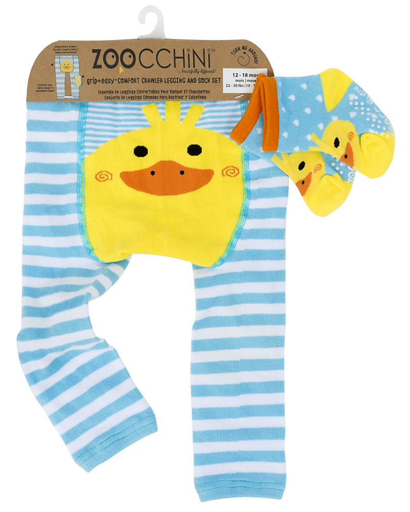 Zoocchini Set Leggings e Calzini Anti-scivolo bebè 6-12 mesi