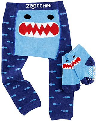 Zoocchini Set Leggings e Calzini Antiscivolo Grip+Easy - Sherman lo Squalo Leggings