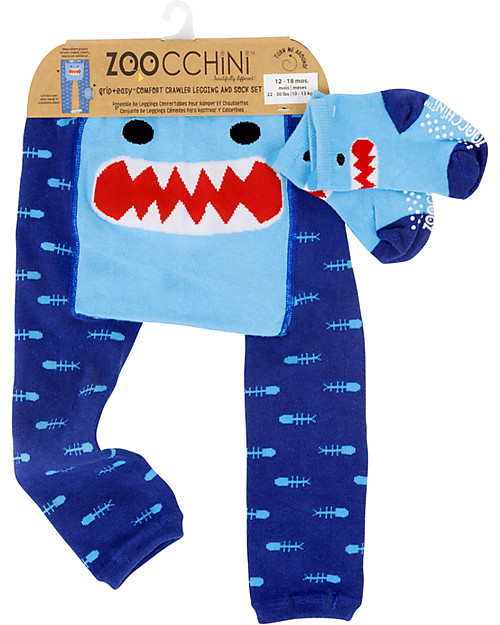 Zoocchini Set Leggings e Calzini Antiscivolo Grip+Easy - Sherman lo Squalo Leggings