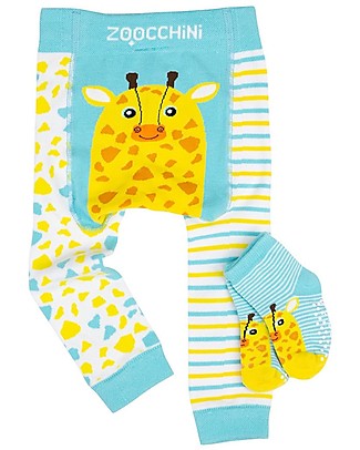 Zoocchini Set Leggings e Calzini Antiscivolo Jamie la Giraffa Grip+Easy Leggings