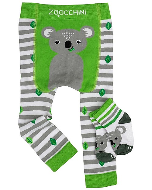 Zoocchini Set Leggings e Calzini Antiscivolo Kai il Koala Grip+Easy Leggings