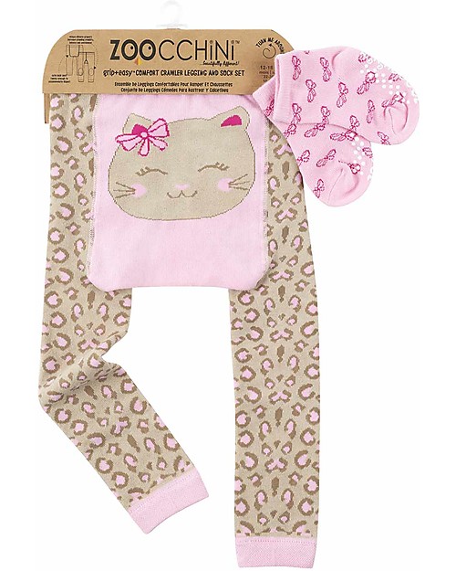 Zoocchini Set Leggings e Calzini Antiscivolo Kallie la Gattina Grip+Easy Leggings