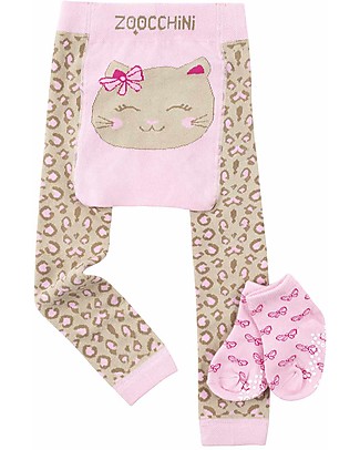 Zoocchini Set Leggings e Calzini Antiscivolo Kallie la Gattina Grip+Easy Leggings