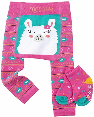 Zoocchini Set Leggings e Calzini Antiscivolo Larney il Lama Grip+Easy Leggings