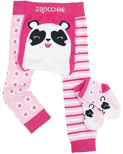 Zoocchini Set Leggings e Calzini Antiscivolo Pippa il Panda Grip+Easy Leggings