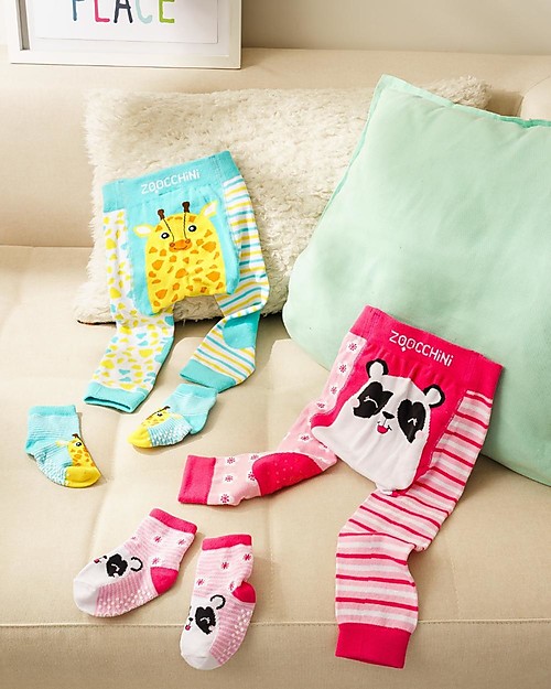 Zoocchini Set Leggings e Calzini Antiscivolo Pippa il Panda Grip+Easy Leggings
