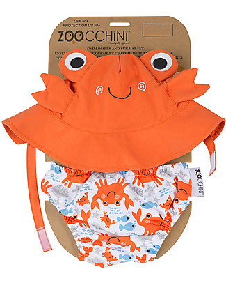 Zoocchini Swim Diaper & Sun Hat Set, Crab – UPF 50+ Swim Diaper