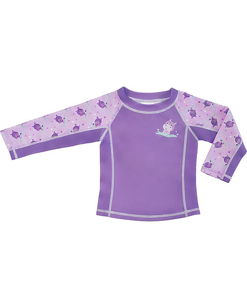 Zoocchini Top Maniche Lunghe da Bagno - Rash Guard per Neonato - Harper l'Ippopotamo T-shirt Anti UV
