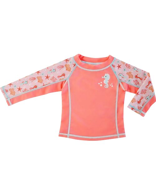 Zoocchini Top Maniche Lunghe da Bagno - Rash Guard per Neonato - Sally il Cavalluccio Marino T-shirt Anti UV