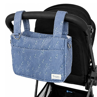 Borsa organizer per passeggino Family Nation montata su un passeggino compatto