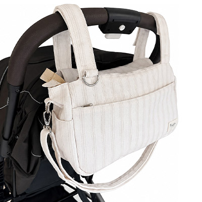 Borsa organizer Family Nation su passeggino, vista frontale delle tasche