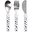 Set Posate, Bianco/Pois Neri - Acciaio Inossidabile