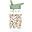 Borraccia con Cannuccia 450 ml - Fiori Verde Salvia - Senza BPA!