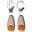 Set Posate Forchetta e Cucchiaio - Lenny il Leopardo - Sabbia - Silicone e Acciaio Inox